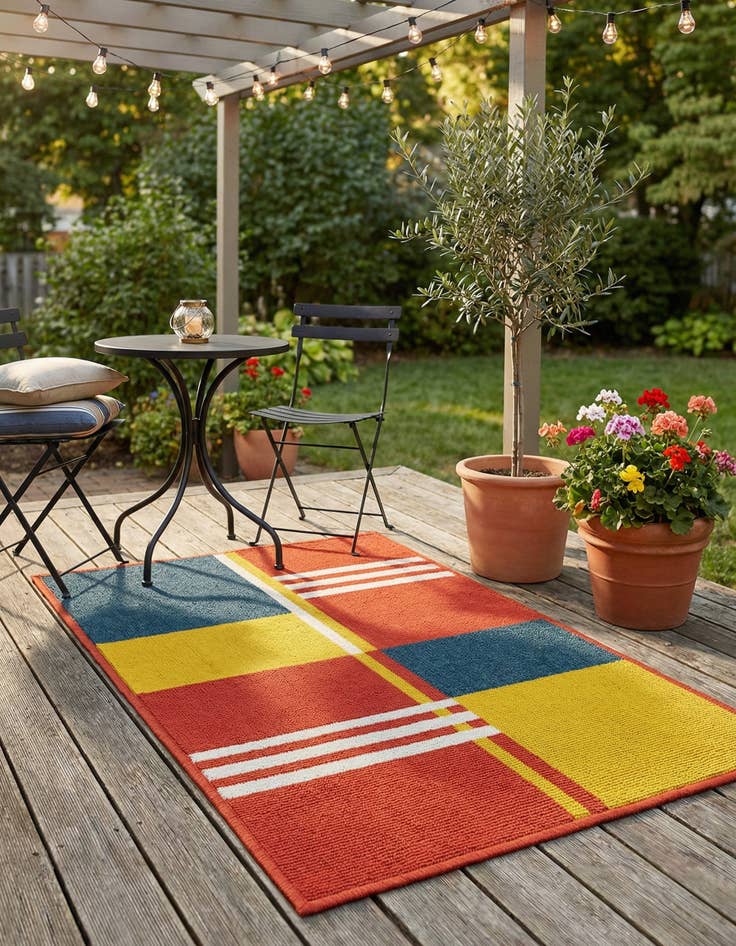 Detail image of 2' x 3'  Washable Modern Indoor / Outdoor Rug