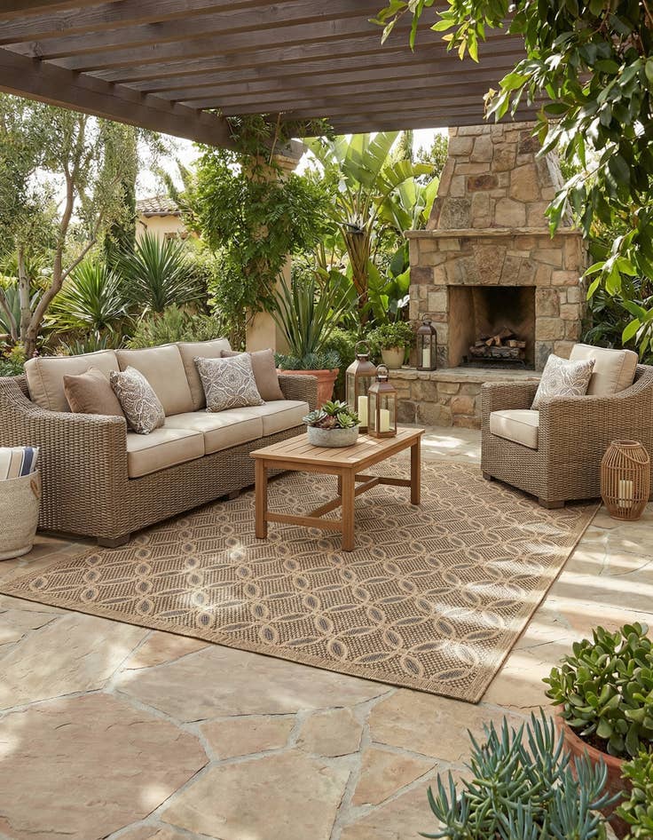 Detail image of  8' x 11' 4  Washable Lattice Indoor / Outdoor Rug