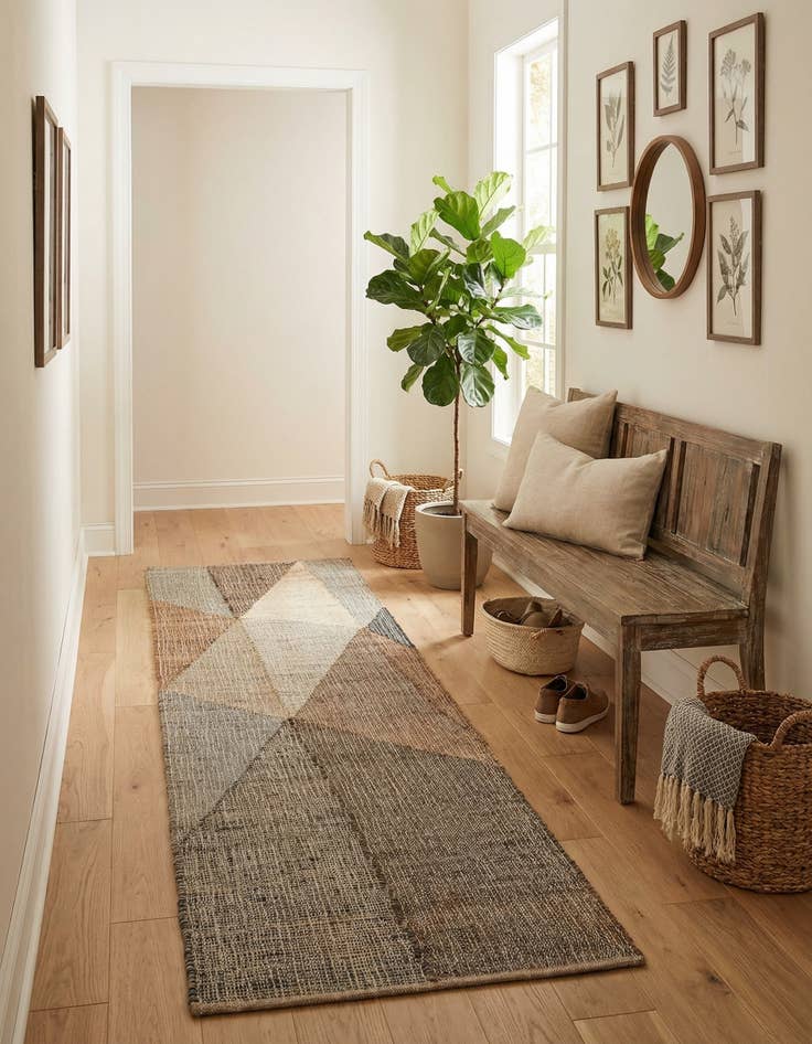 Detail image of 2' 7 x 10'  Hand Woven Kilim Jute Runner Rug