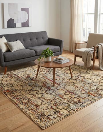 Beige Cream Saturn Square Rug