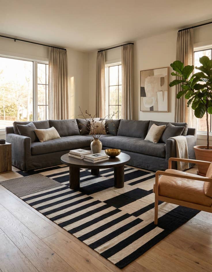 Detail image of  7' x 9' 10  Hand Woven Kilim Modern Wool Rug