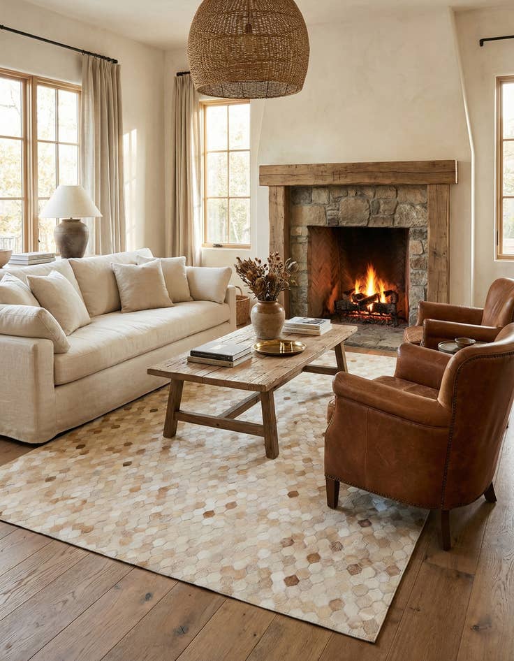 Detail image of  6' 8 x 10' 1 Cowhide Stocks Rug