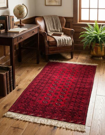 3' 4 x 6' 6 Hand Knotted Afghan Akhche Wool Rug