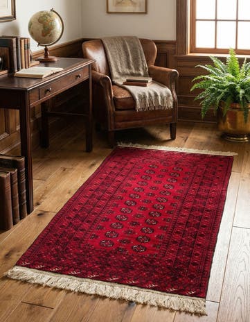 3' 4 x 6' 6 Hand Knotted Afghan Akhche Wool Rug