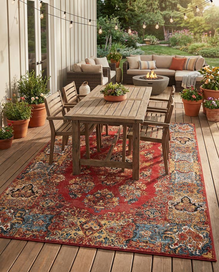 Detail image of 6' x 9' Easy-Clean Traditional Indoor / Outdoor Rug