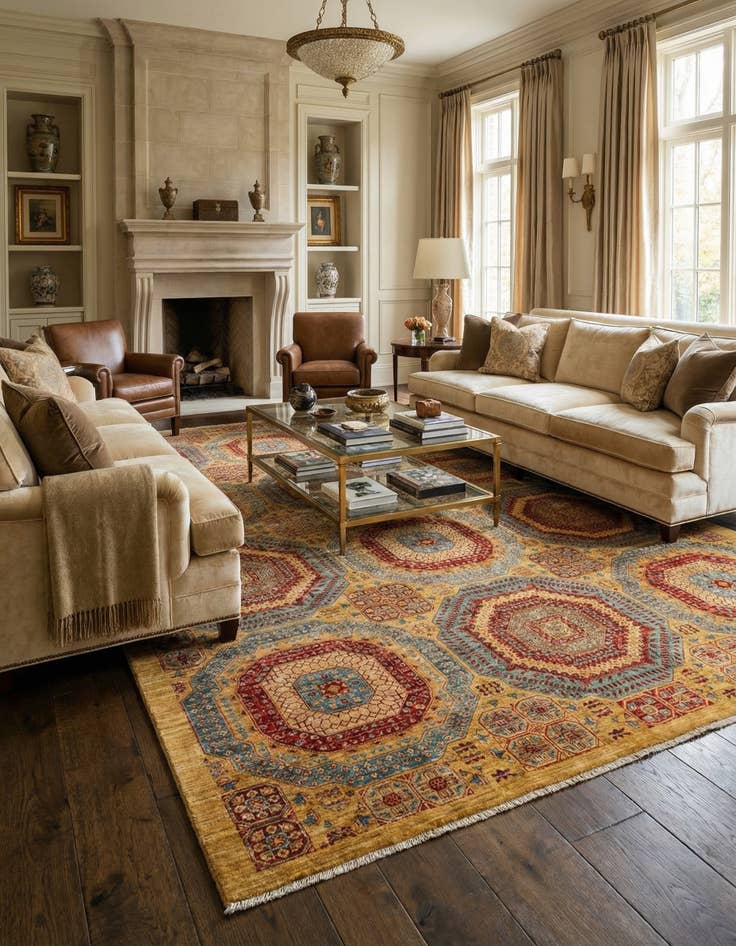 Detail image of 8' 5 x 11' 4  Hand Knotted Mamluk Ziegler Rug