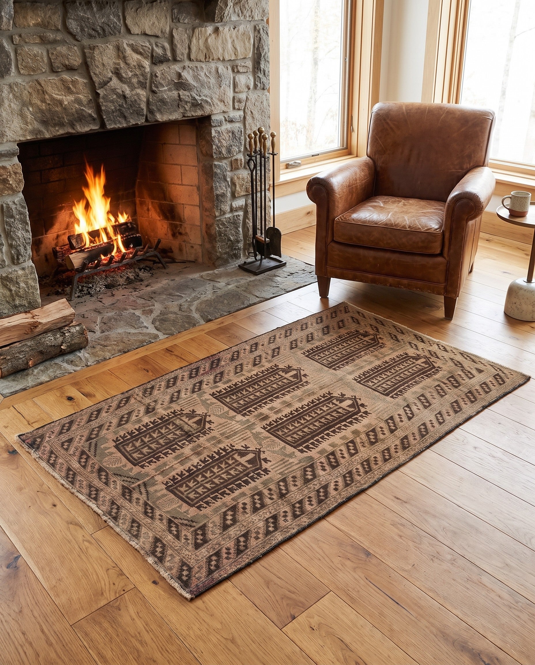 110cm x 200cm anudado a mano Ultra Vintage Alfombra Persa Lana