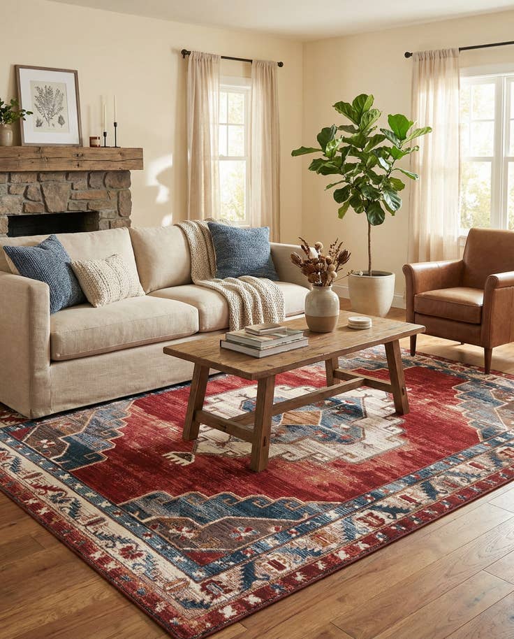 Detail image of 6' x 9' Easy-Clean Traditional Indoor / Outdoor Rug