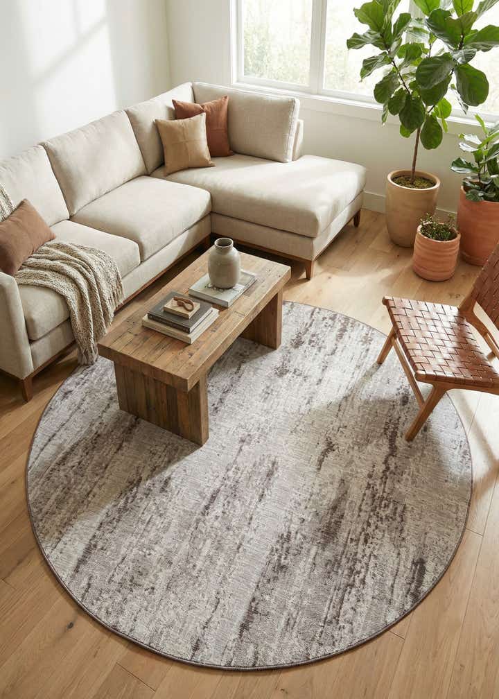 10' x 10' Easy-Clean Modern Indoor / Outdoor Round Rug
