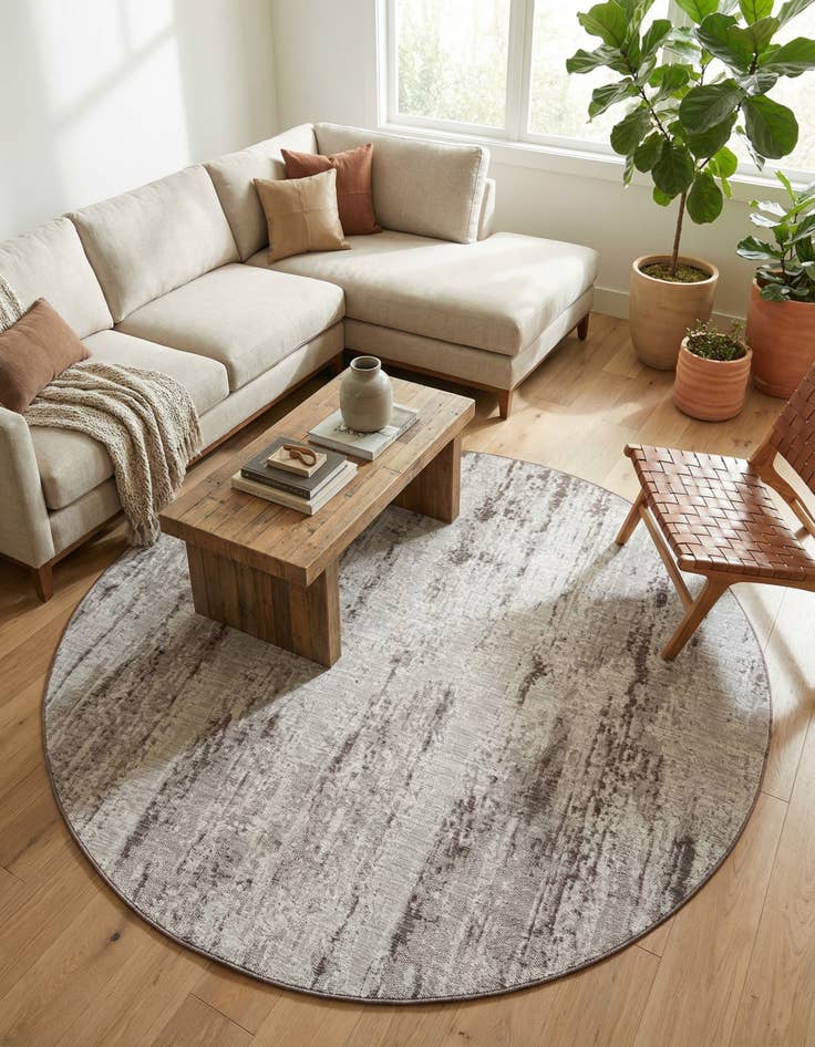 Detail image of 10' x 10' Easy-Clean Modern Indoor / Outdoor Round Rug
