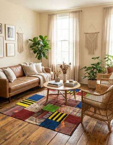 5' 6 x 7' 9 Hand Woven Kilim Patchwork Wool Rug