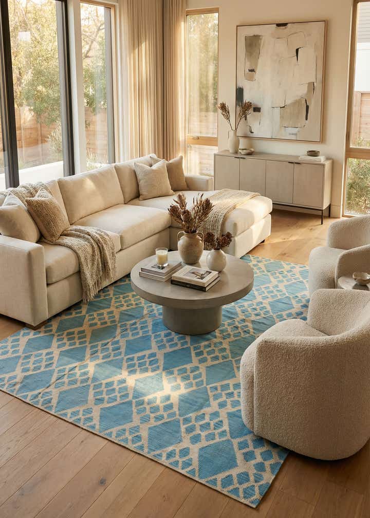 8' 9 x 9' 8 Hand Woven Kilim Modern Wool Rug