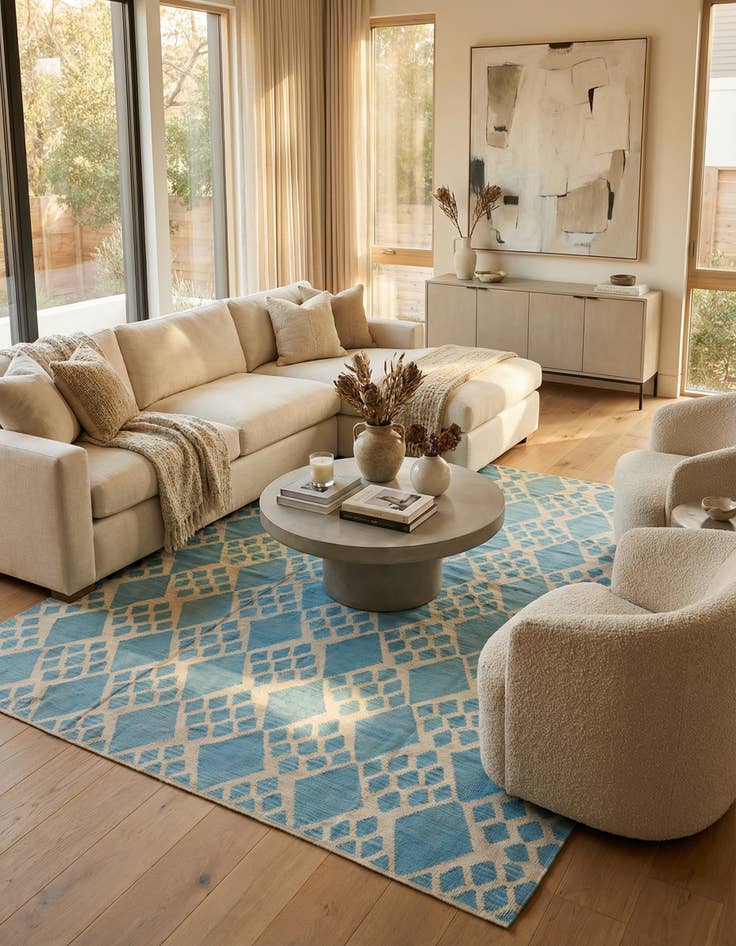 Detail image of 8' 9 x 9' 8 Hand Woven Kilim Modern Wool Rug