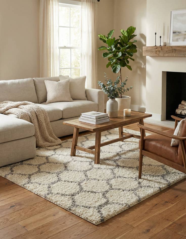 Detail image of  7' 10 x 7' 10 Lattice Shag Square Rug