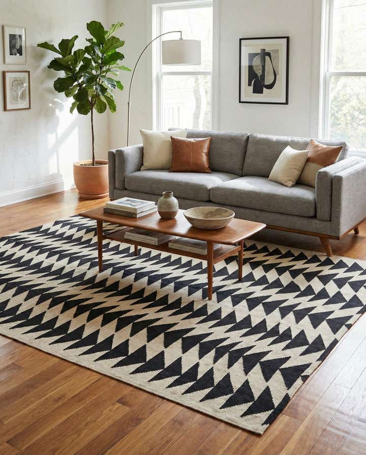 6' 9 x 9' 6 Hand Woven Kilim Modern Wool Rug