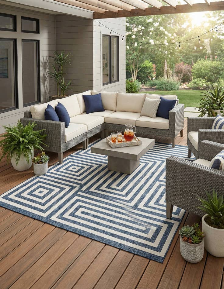 Detail image of 10' x 14'  Washable Modern Indoor / Outdoor Rug