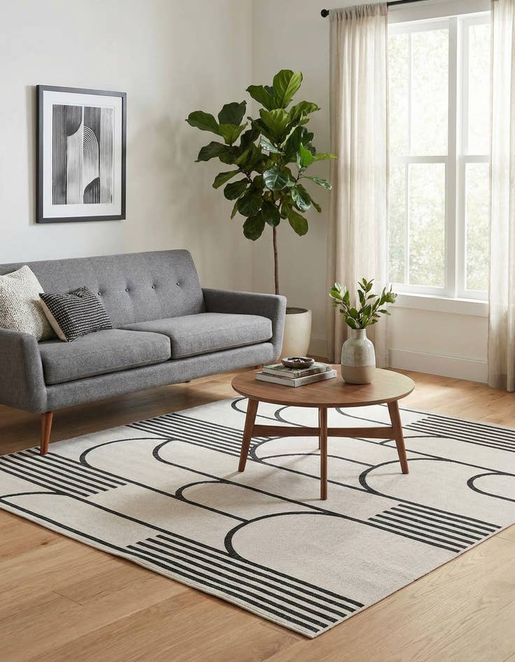 Detail image of 7' 10 x 7' 10 Easy-Clean Modern Indoor / Outdoor Square Rug