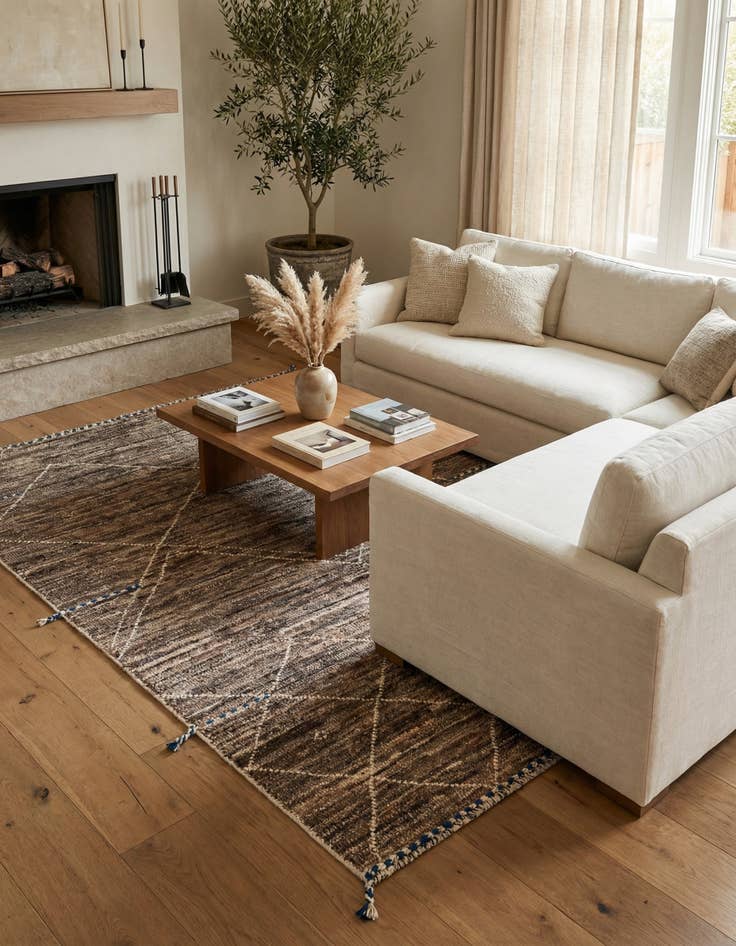 Detail image of 4' 1 x 6' 1  Hand Knotted Moroccan Wool Rug