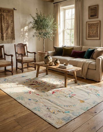 5' 7 x 7' 9 Hand Woven Kilim Suzani Wool Rug