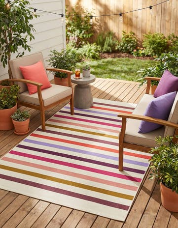5' 3 x 8' Easy-Clean Ribbon Indoor / Outdoor Rug