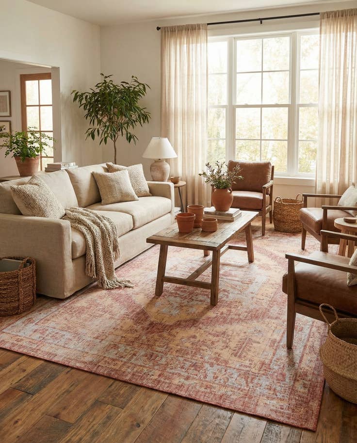 Detail image of 9' x 12' Easy-Clean Traditional Indoor / Outdoor Rug