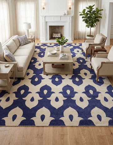 Navy Blue Ikat Rug