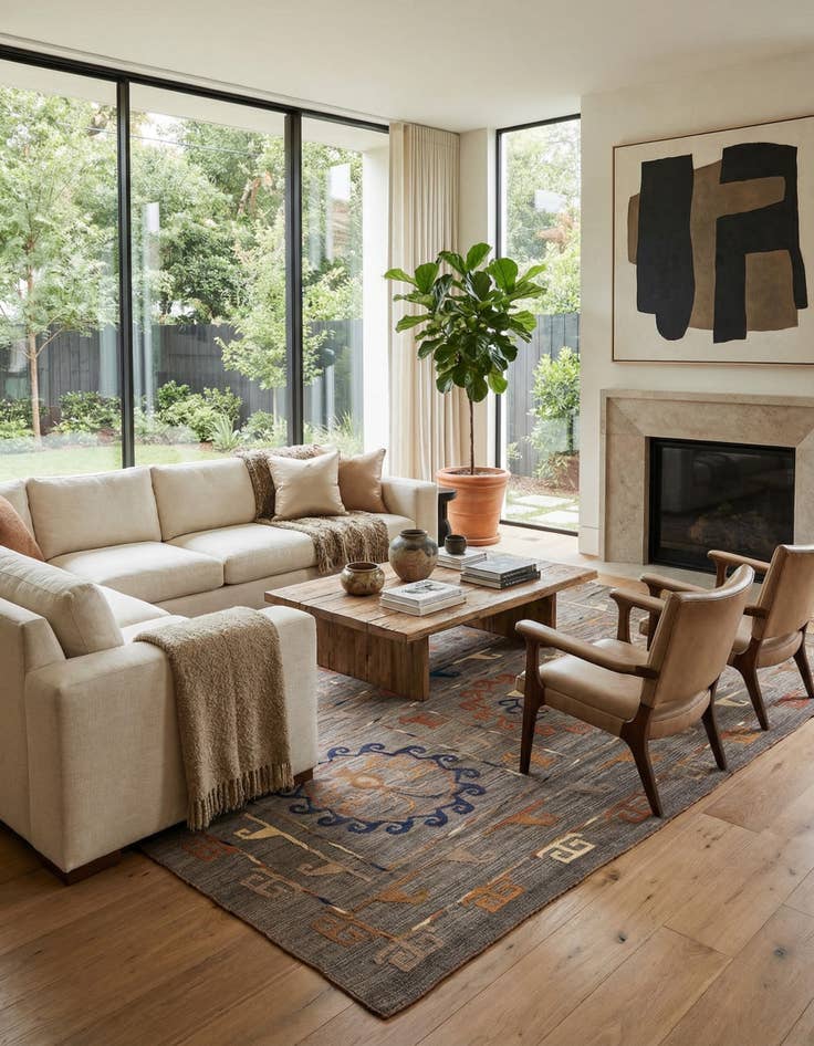 Detail image of 8' x 10' 1  Hand Woven Kilim Modern Wool Rug