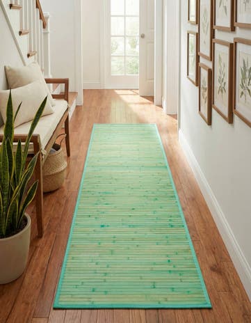 Aqua Bamboo Runner Rug