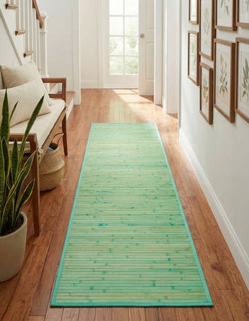 Aqua Bamboo Runner Rug