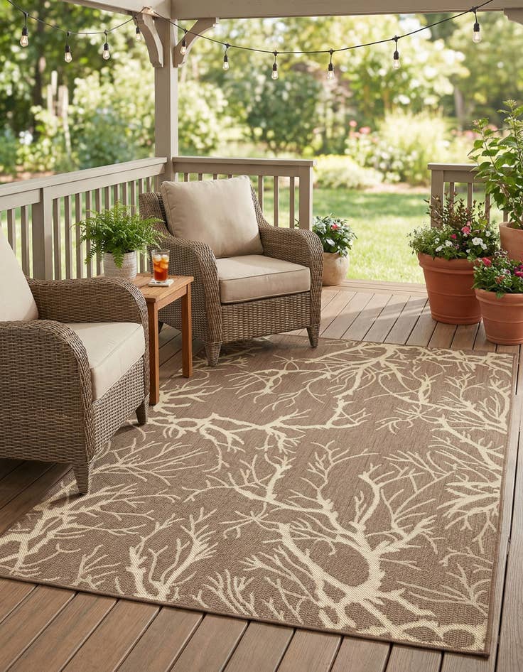 Detail image of 4' x 6' Easy-Clean Botanical Indoor / Outdoor Rug