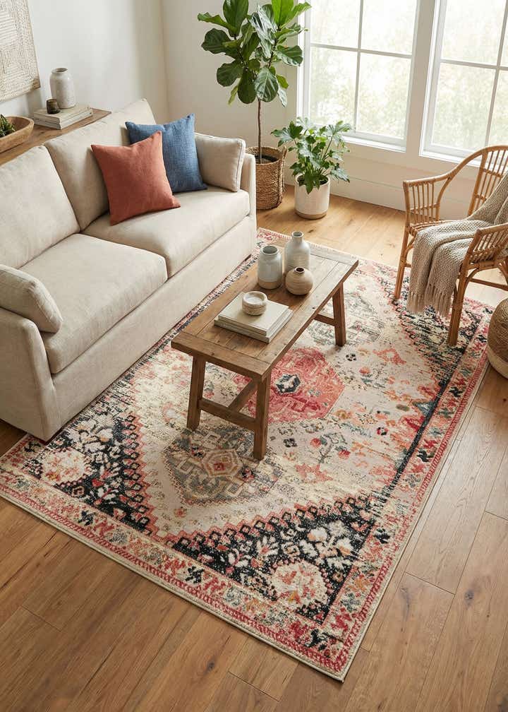 6' x 9' Easy-Clean Traditional Indoor / Outdoor Rug