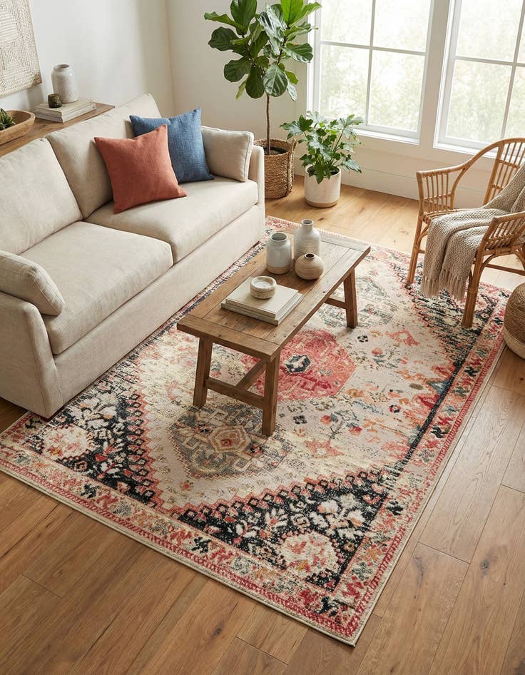 Detail image of 6' x 9'  Washable Traditional Indoor / Outdoor Rug