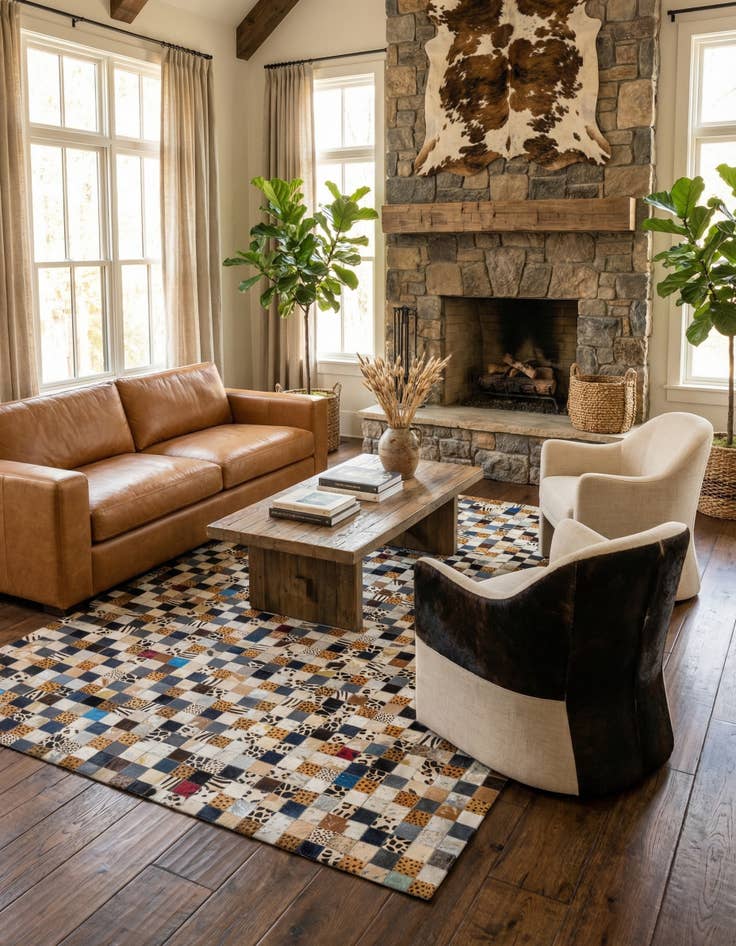 Detail image of 5' x 8' Cowhide Leather Rug