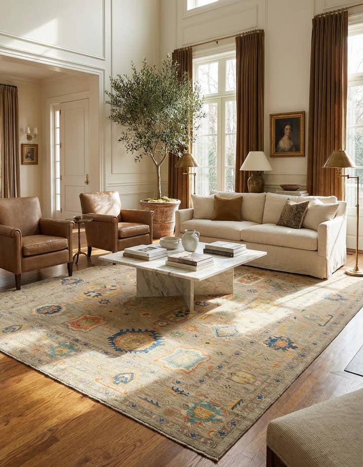 Detail image of 8' 11 x 12'  Hand Knotted Oushak Rug