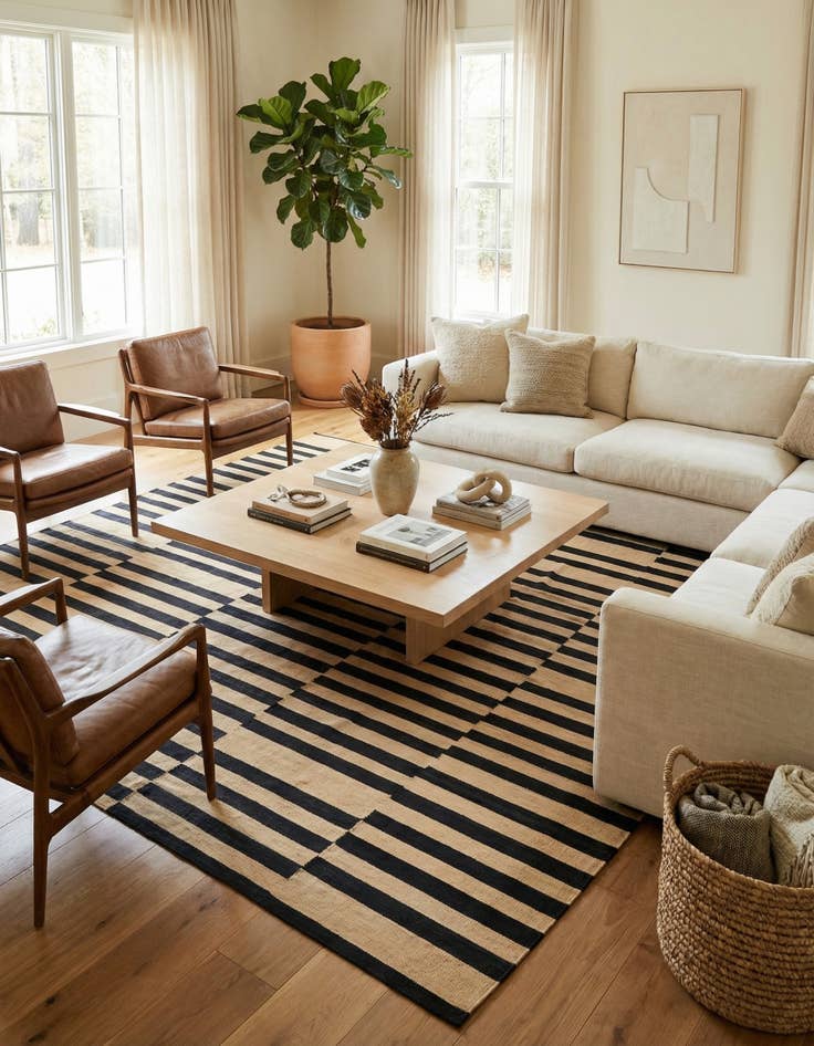 Detail image of  8' x 9' 5  Hand Woven Kilim Modern Wool Rug