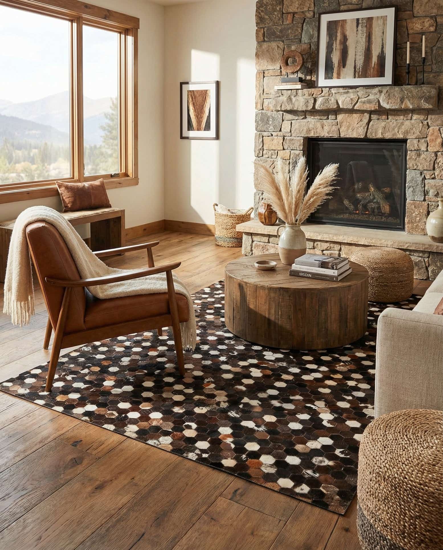 5' x 8' Cowhide Leather Rug