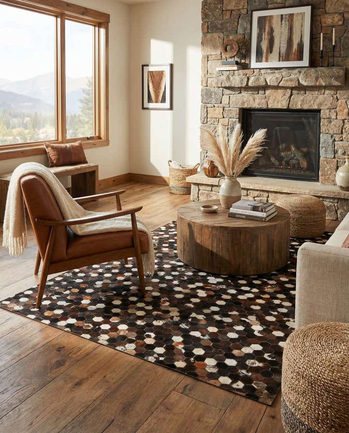 5' x 8' Cowhide Leather Rug