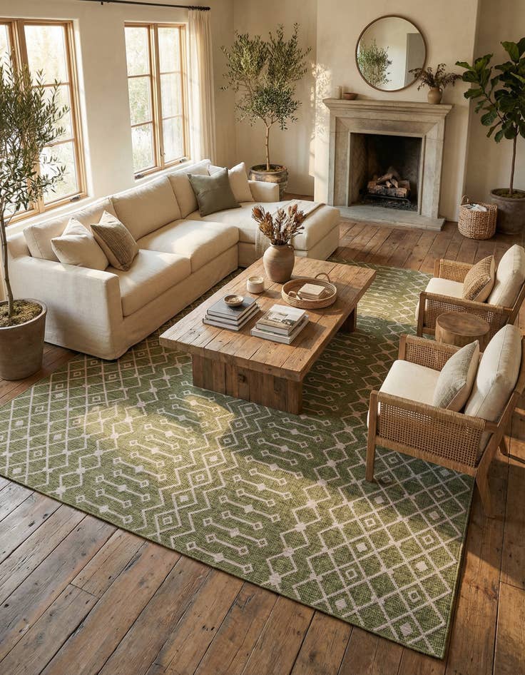 Detail image of 10' x 13'  Washable Trellis Indoor / Outdoor Rug