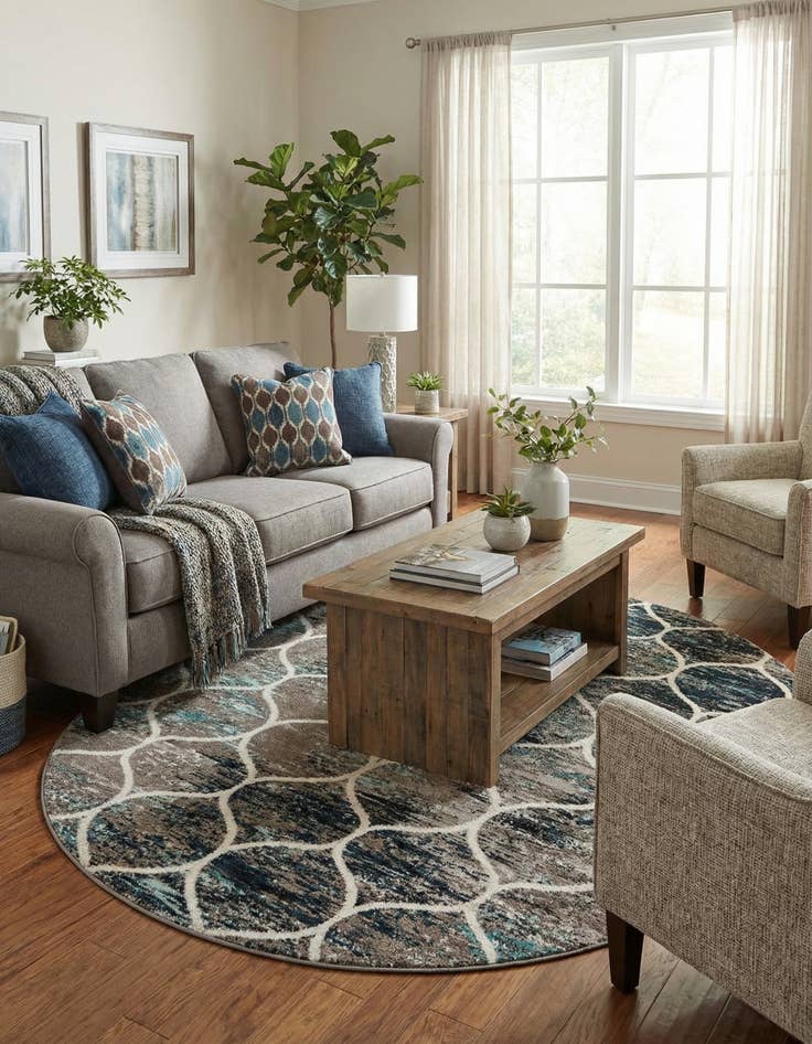 Detail image of  7' x 10' Lattice Frieze Oval Rug