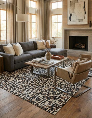 8' 1 x 10' 1 Cowhide Leather Rug