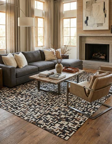 8' 1 x 10' 1 Cowhide Leather Rug