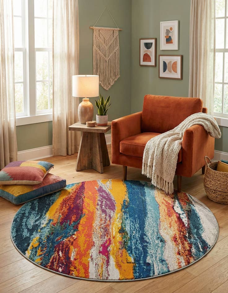 Detail image of 5' 3 x 5' 3  Washable Haerfest Round Rug