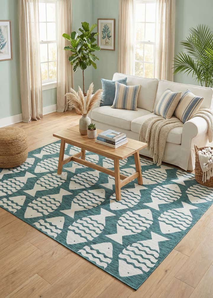 7' 10 x 10' Easy-Clean Coastal Indoor / Outdoor Rug