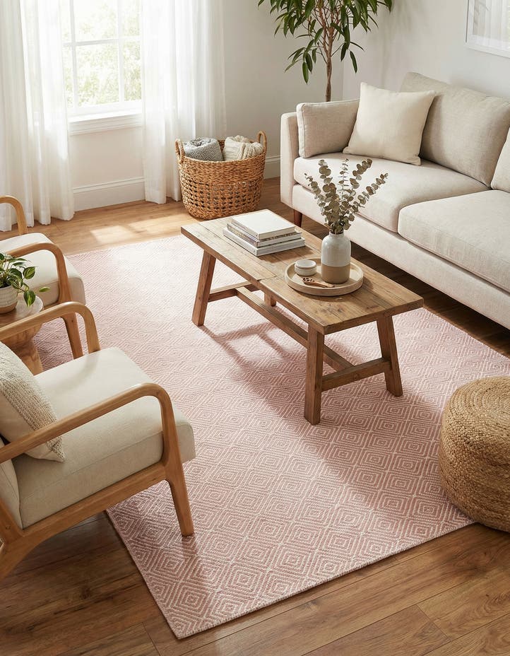 5' 1 x 8' Hand Woven Geo Trellis Flatweave Rug