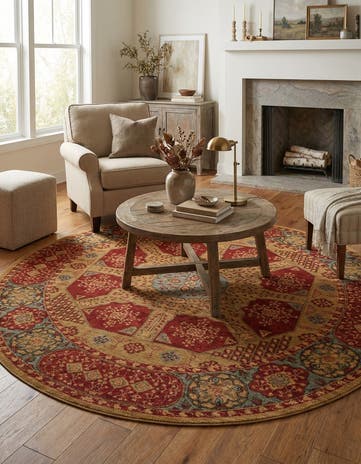Red Amina Round Rug