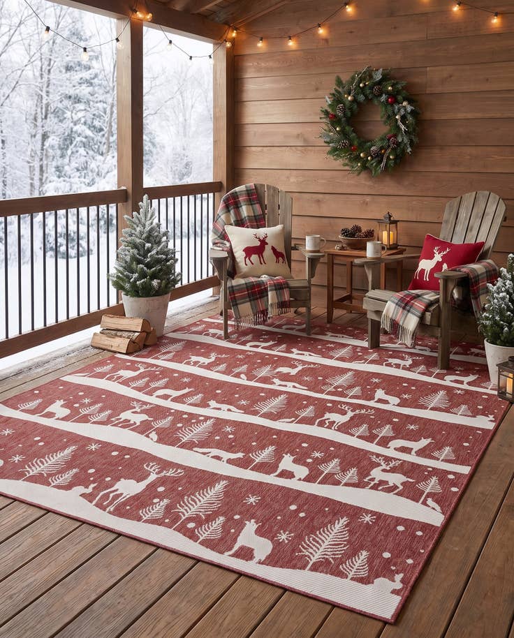 Detail image of 9' x 12' Easy-Clean Holiday Indoor / Outdoor Rug