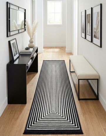 Black and White Milano Runner Rug