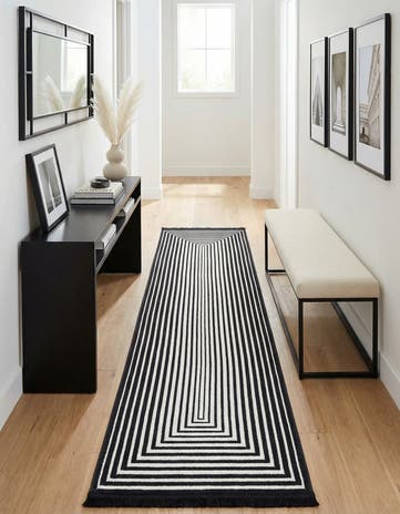 Black and White Milano Runner Rug