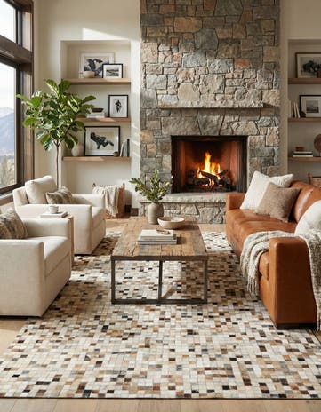 5' 2 x 8' 3 Cowhide Leather Rug