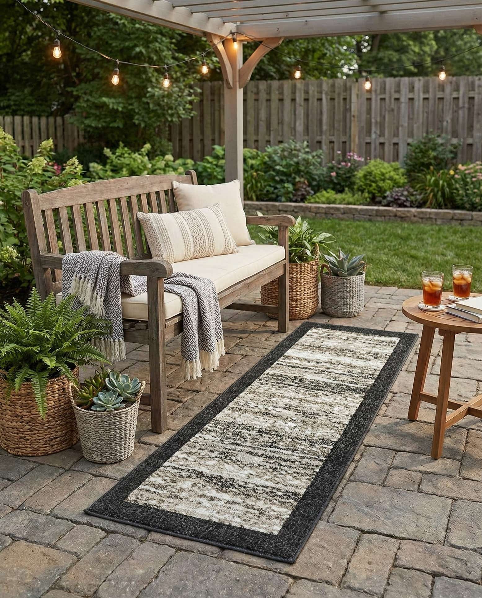 2' x 6' Easy-Clean Border Indoor / Outdoor Runner Rug